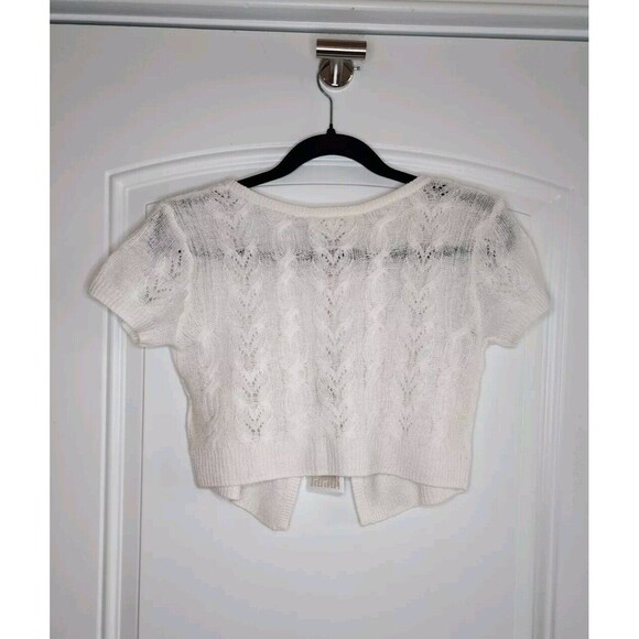 NWT LoveshackFancy Elba Crop Lightweight Cashmere Cardigan Shrug Ivory Small - Picture 5 of 10